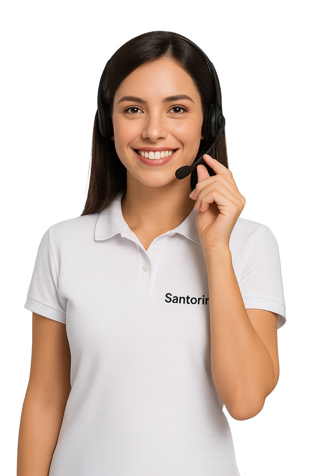 Atendente da Santorine em uma chamada de assistência